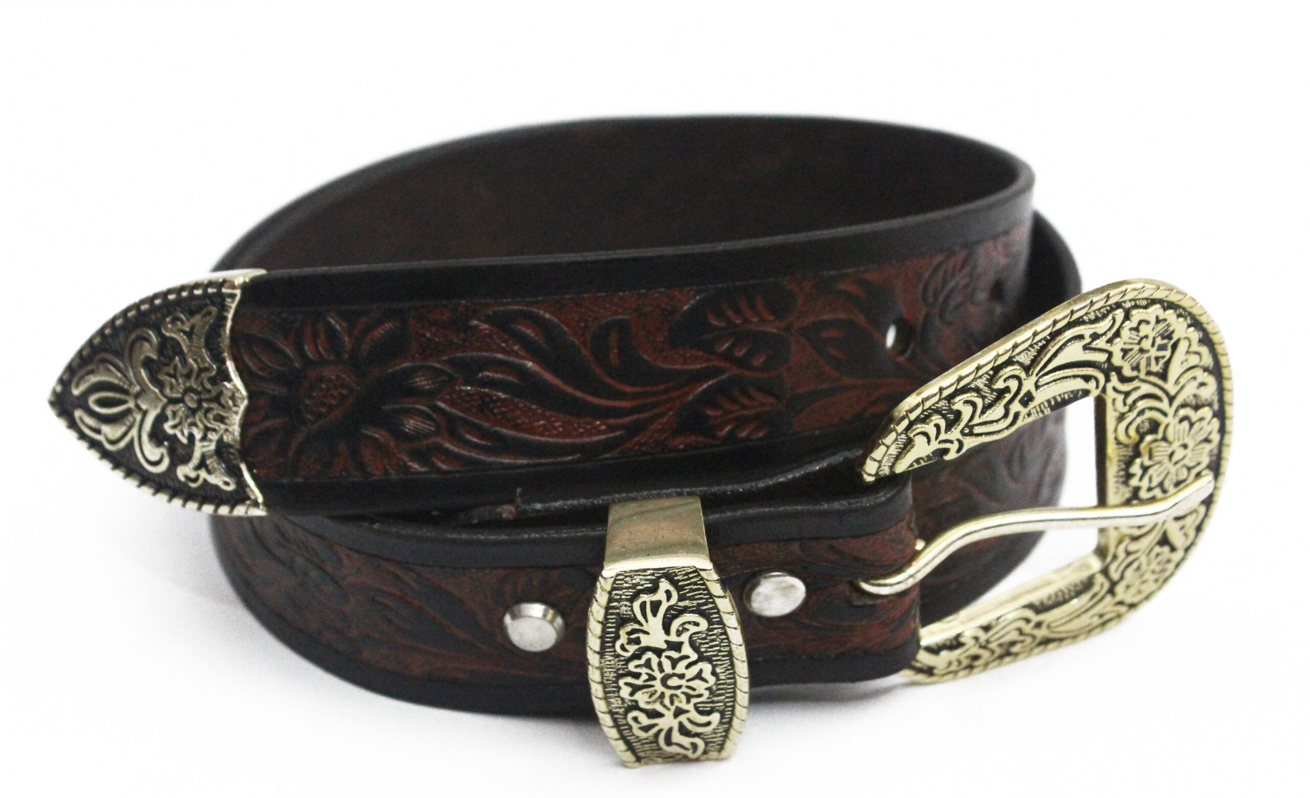 Pelt Leather Hand Tooled Belt with western Buckle - Image 2