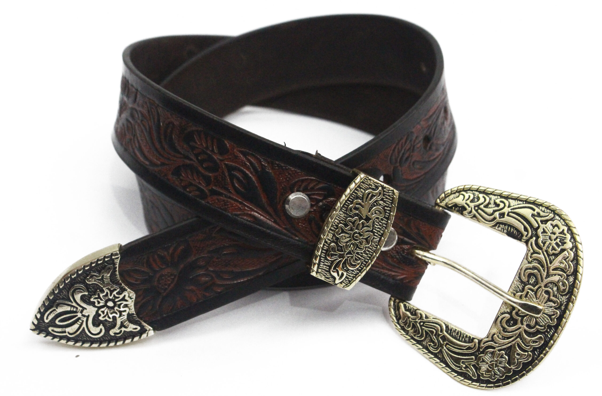 Pelt Leather Hand Tooled Belt with western Buckle - Image 3